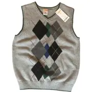 Gymboree Argyle Knit Sweater Vest Boys 7-8 Grey Blue New W/Tags Holiday preppy