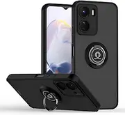 [HAOYE] Case for Oppo A16 / Oppo A16s / Oppo A54s, Translucent Mobile Phone Case with 360 Degree Finger Holder Kickstand, Dual Layer Silica TPU + Hard PC Protective Case. Black