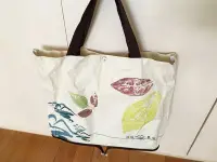 在飛比找Yahoo!奇摩拍賣優惠-頭城農場 帆布手提袋 印染壓花野餐袋 可收納 $250免運