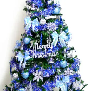 超級幸福10尺(300cm)一般型裝飾綠聖誕樹(+藍銀色系配件組)(不含燈)