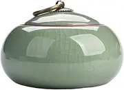 Kitchen Container Ceramic Sealed Tea Canister With Lid Countertop Storage Container For Sugar, Tea, Coffee For Loose Tea(Green)