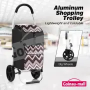Foldable Aluminium Shopping Trolley Cart Bags Grocery Storage Basket on Wheels