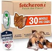 FETCHERONI Whole Pig Ears for Dogs Large - 30 Pack Long Lasting Dog Chews - Dog Treats One Ingredient Delicious All Natural Flavor - Easy to Digest Dog Treats for Large Dog - Great for Teeth and Gums
