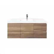 Forme 1200mm Walnut Mont Albert RH Drawers Wall Hung Vanity With Poly Marble Top