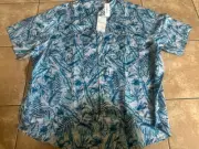 NWT Tommy Bahama 3XLB 3XL Big Woven Casual SS Shirt Blue