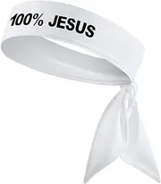 100% Jesus Sports Head Tie Headband Soccer Fútbol Football White Black Athletics Fitness Stretch Sweatband Ninja Tie Bandana