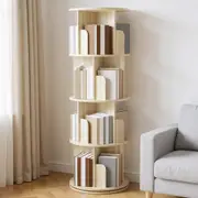 Advwin 4 Tiers Bookshelf Rotating Corner Bookcase Cabinet Revolving Display Stand Rack Oak