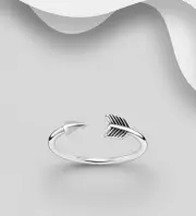 925 Sterling Silver Adjustable Oxidized Arrow Toe Or Pinky Ring
