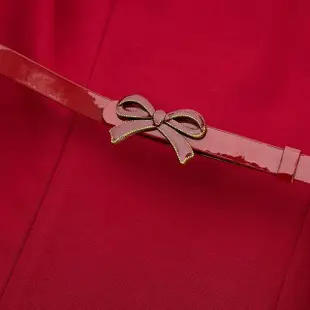 【ILEY 伊蕾】抓澎袖附腰帶荷葉洋裝(紅色；M-XL；1242017034)