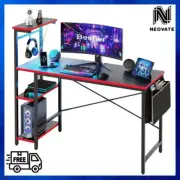 Gaming Desk with Power Outlet & LED Light 51.3 inches Computer Office Desk