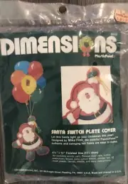 Vintage 1984 Dimensions PlasticPoint Santa Balloons Light Switch Cover Kit New