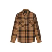 Brixton Seagaze Flannel Shirt Mens in Burro Brown Pinecone - Size -