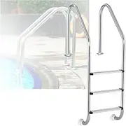 Swimming Pool Ladder,Pool Pedal Step with Curved Armrest,3 Steps Swimming Pool Step for Water Park Outdoor Pool(Drilling,3-Steps1.2mm)