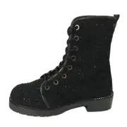 STUART WEITZMAN METERMAID BOUCLE COMBAT BOOT SZ 5.5, RETAIL $598