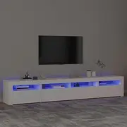 TV Cabinet, Entertainment Unit TV Stand TV Unit TV Cabinet with LED Lights White 240x35x40 cm