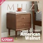 MIUZ Solid Walnut Timber Bedside Tables Drawers Side Table Nightstand Cabinet