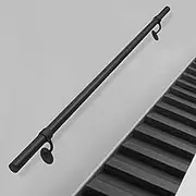 Metal Iron Stair Handrails Wall Mount Support Rod Railings for Stairs Indoor Outdoor Step Baluster | 30cm-600cm Black Dalvanized Round Pipe Hand Rail Non-Slip Staircase Banister(20ft/600cm)
