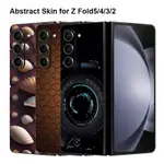 SAMSUNG 適用於三星 GALAXY Z FOLD 5 4 3 2 背面帶鉸鏈保護膜保護套 3M 包裝彩色貼紙的抽象