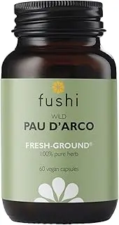 Fushi Organic Pau d’Arco (Handroanthus impetiginosus) Capsules, 60 Caps | Fresh-Ground Whole Food | Rich in Selenium, Iron, Calcium, Sodium & Vitamins | Vegan & Ethical | Made in the UK