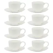 8x Ecology Fine Bone China Canvas Elegant Coffee Cup & Saucer 100ml/12.5cm WHT