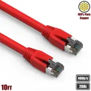 10FT CAT8 RJ45 Network LAN Ethernet Patch Cable S/FTP 2GHz 40Gbps Copper Red