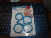 1993 Wilton Geometric Bite-Size Cookie Cutter Set of 5 New on Card NOS