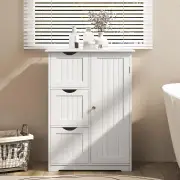 CostwayBathroom Floor Cabinet with 3 Drawers and 1 Side Cabinet-White