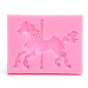 3Pcs Christmas Carousel Horse Silicone Fondant Cake Mold Emboss Sugarcraft Mould Xmas Baking Tools
