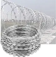 Razor Wire Barbed Wire Razor Barbed Wire, Outdoor Garden Spiral Galvanized Fence Roll, Animals Yards Agriculture Protection Boundary Net, Easy to Bend (Color : Silver-45cm/Double Spiral, Size : 30m)