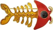 [Knighthood] Brooch Lapel Pin for Men Gold And red Fish Scale Shape Broochfor Suit Tuxedo of Shirts Tie Hat Scarf, Standard, Brass Zinc, No Gemstone