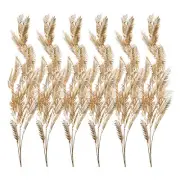 6Pcs Artificial Palm Leaves Plants Fake Fronds Faux Greenery Decor, Gold Tone