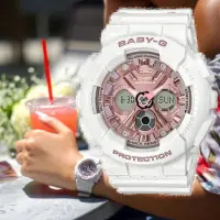 在飛比找momo購物網優惠-【CASIO 卡西歐】BABY-G 街頭搖滾時尚雙顯錶-白x