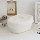 Desktop Dust Storage Box Milk White Covered Storage Basket