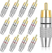 Psyqtsuary RCA Plug Connectors Gold Audio Video Cable Adapter Solderless Video Cable kit for Speaker Wire Wall Plate Home Theater Audio Video(12 Pack)