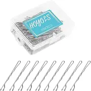 Hoyols Silver Gray Crimped Grip Hair Pins, Secure Hold Wavy Slide Proof Hair Bobby Pins Holder for Girls, Women Decorative 100 Count, 2 inch