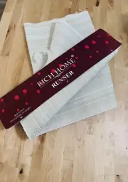 Rich Home Table RUNNER 14” X 72” Holiday Silver White Gold. Beautiful 95% Cotton