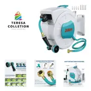 Retractable Garden Hose Reel with Wall Mount 1/2"×100ft with 10 Pattern Hose ...