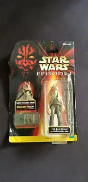 Star Wars Episode 1 Jar Jar Binks with Gungan Battle Staff & Commtech Chip 24