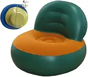 Inflatable Sofa with Backrest Leisure Sofa with Pump Portable Lazy Sofa Lounge Chair for Outdoor Activities Home Living Room, Green and Orange