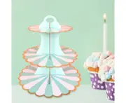 Cake Stand Disposable Exquisite Paper Lace Edge Three-layer Dessert Stand for Wedding - Green