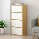 4-Tier Cascade Organiser Cabinet Cupboard Shelving Storage (natural & white)