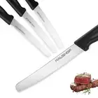 HAUSHOF 4Pcs Steak Knives Set,Premium Stainless Steel Steak Knife Black Handle