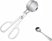 Non-Stick Meatball Spoon Ice Cream Melon Baller Scoop Kitchen Tools,Stainless Steel Scoop 304 Stainless Steel Meatball Clamp Pill Maker Food Clamp Meatball Maker(Color:Silver,Size:18.5x4.8cm) (Color