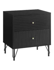 [OOS Living] Lisa Wavy Fluted Bedside Table in Black