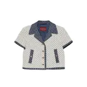 [Gucci] Gucci Short-sleeved Geometric-pattern Jacket 40 IT NEUTRALS/BLUE