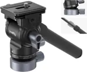 Tripod Fluid Video Head with Leveling Base, Quick Release Plate for Arca Swiss a
