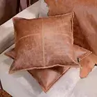 100% Lambskin Square Leather Pillow Cover - Sofa Cushion Case -Decorative Pillow