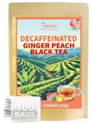 Decaf Peach Ginger Black Tea, Decaffeinated Black Tea Flavored with Spicy Gin...