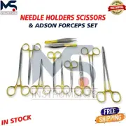 Needle Holders Scissors & Adson Forceps Set / German Stainless Steel