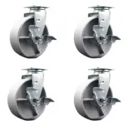 Tool Box Caster Wheel Set – 6 Inch Semi Steel Cast Iron Swivel Casters – SCC